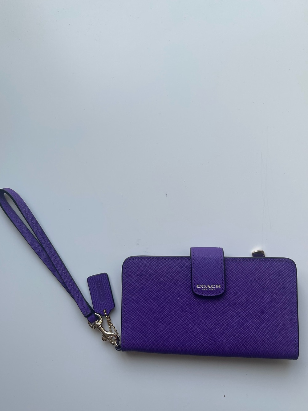 Coach Purple Saffiano Leather Wristlet Wallet